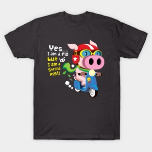 A strong pig ride a scooter 5 T-Shirt